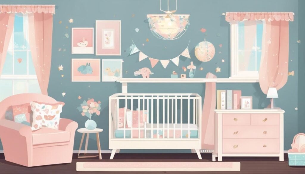 Een comfortabele en uitnodigende kinderkamer met 10 zorgvuldig uitgekozen cadeauartikelen voor een zwangere vrouw.